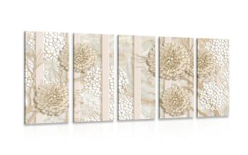 5-częściowy obraz abstrakcyjne kwiaty na marmurowym tle - 200x100