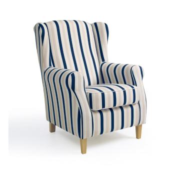Niebiesko-biały fotel w paski Max Winzer Lorris