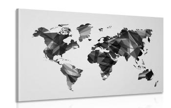 Obraz mapa świata w grafice wektorowej projekt w wersji czarno-białej - 90x60