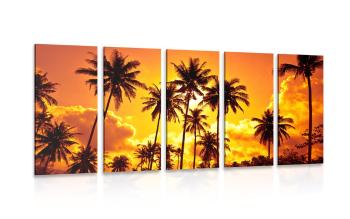 5-częściowy obraz palmy kokosowe na plaży - 200x100