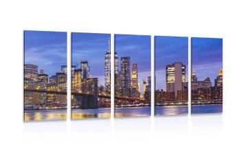 5-częściowy obraz most w Brooklynie - 100x50
