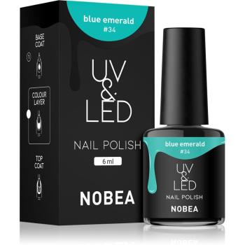 NOBEA UV & LED Nail Polish zelowy lakier do paznokcji z UV / przy użyciu lampy LED błyszczący odcień Emerald blue #34 6 ml