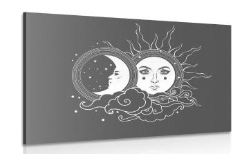 Obraz czarnobiała harmonia słońca i księżyca - 90x60