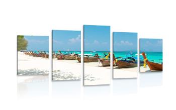 5-częściowy obraz biała piaszczysta plaża na wyspie Bamboo - 100x50