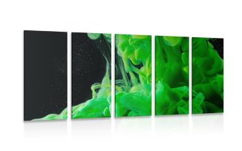 5-częściowy obraz zielone płynące kolory - 200x100