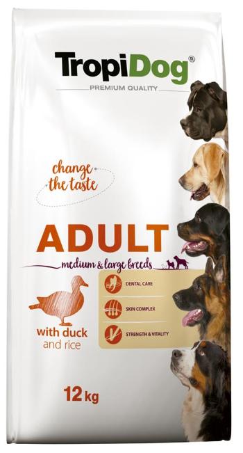 TROPIDOG Premium Adult M&amp;L Duck&amp;Rice 12kg sucha karma dla psów średnich i dużych ras Kaczka i ryż