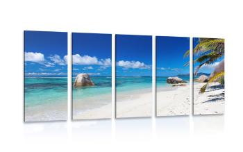5-częściowy obraz plaża Anse Source - 100x50