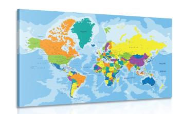Obraz kolorowa mapa świata - 60x40