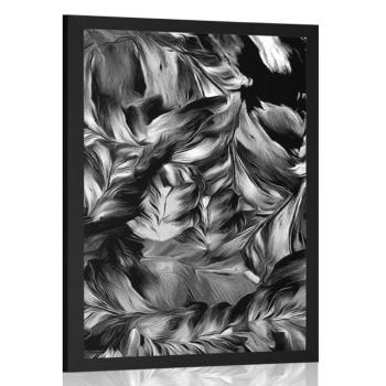 Plakat retro pociągnięcia kwiatów w czarno-białym wzornictwie - 60x90 white