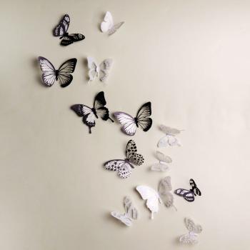 Zestaw 18 adhezyjnych naklejek 3D Ambiance Butterflies Chic
