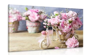 Obraz romantyczny różowy goździk w stylu vintage - 90x60