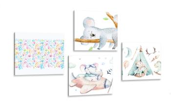 Zestaw obrazów dla dzieci w pięknych kolorach - 4x 60x60