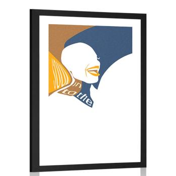 Plakat z passepartout sylwetka kobiety z napisem - 30x45 silver