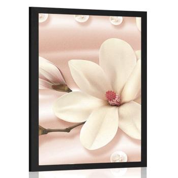Plakat luksusowa magnolia z perłami - 30x45 black
