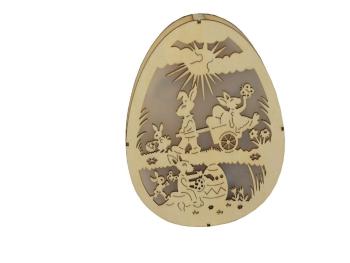 Dekoracyjne jajko rzeźbione Gąski - beżowy, króliki - Rozmiar 22x3x18,3cm