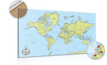 Obraz stylowa mapa z kompasem na korku - 90x60  wooden