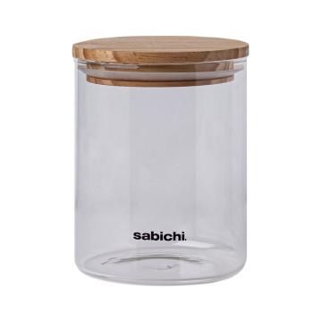 Szklany słoik z drewnianym wieczkiem na żywność Sabichi, 0,9 l